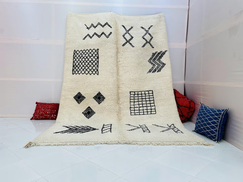 Amazing Moroccan Rug, Handmade Rug, Authentic Moroccan Rug, Abstract Berber Rug,  Wool Rug, Sheep Wool Rug, Bohemian,Beni ourain rug