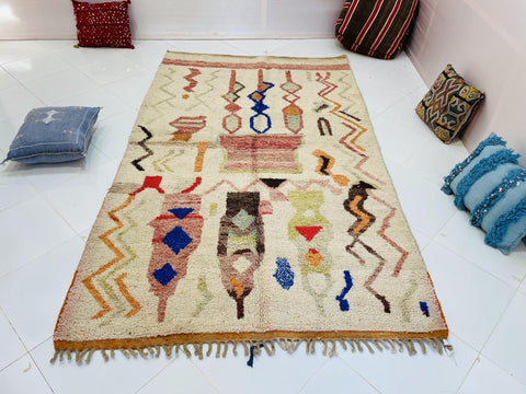 Beautiful VINTAGE Moroccan Rug, Handmade Rug, Vintage Authentic Moroccan Rug, Abstract Berber Rug,Wool Rug, Sheep Wool Rug, Beni ourain rug