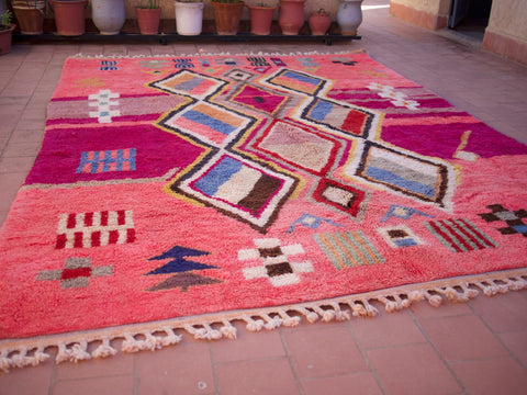 Pink Moroccan Rug, Wool Moroccan Rug, Berber Rug, Pink Wool Rug, Made Moroccan Rug