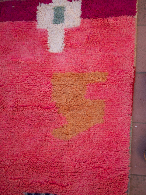 Pink Moroccan Rug, Wool Moroccan Rug, Berber Rug, Pink Wool Rug, Made Moroccan Rug