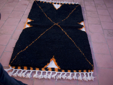 Black Beni ourain rug 3.0 FT x 5 FT, Wool Area Moroccan rug 3x5 , Genuine Wool rug moroccan rug, Area rug, Tapis berbere,