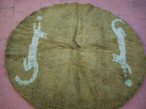 Unique Round rug - Moroccan Rug - Berber Rug - Handmade 100% - Authentic Round Moroccan rug  green berber carpet - FREE SHIPPING