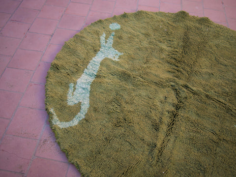 Unique Round rug - Moroccan Rug - Berber Rug - Handmade 100% - Authentic Round Moroccan rug  green berber carpet - FREE SHIPPING