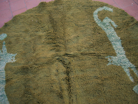 Unique Round rug - Moroccan Rug - Berber Rug - Handmade 100% - Authentic Round Moroccan rug  green berber carpet - FREE SHIPPING