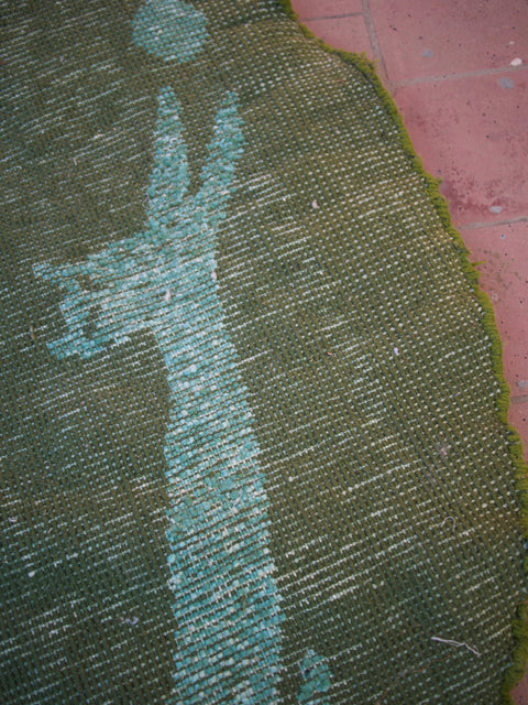 Unique Round rug - Moroccan Rug - Berber Rug - Handmade 100% - Authentic Round Moroccan rug  green berber carpet - FREE SHIPPING