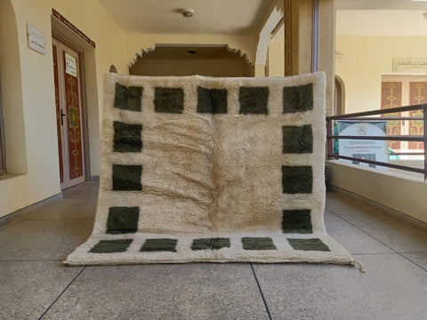 Olive Green Moroccan rug , Top quality Beni ourain rug ,soft Wool rug , 8x10 rug ,beni mrirt rug, Area rug, rug for living room