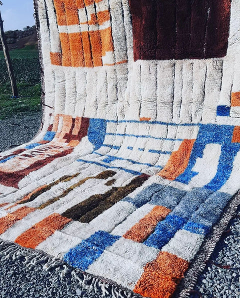 Luxurious Beni Mrirt Moroccan berber rug , beni ourain custom and handmade with natural wool