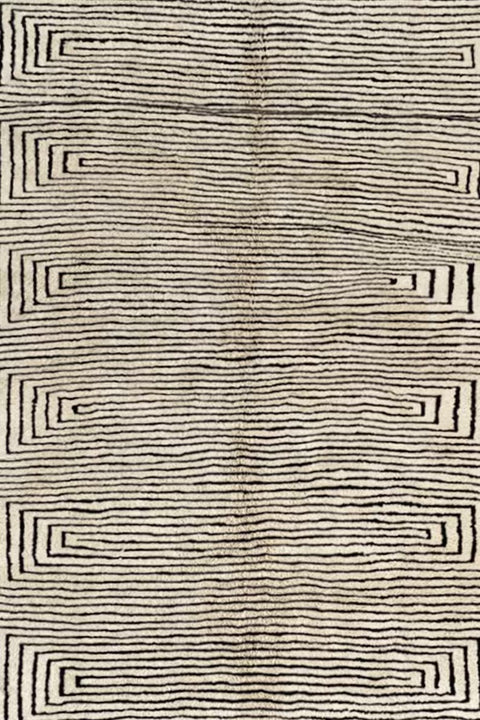 Moroccan berber stripped maze rug , beni ourain custom and handmade with natural wool