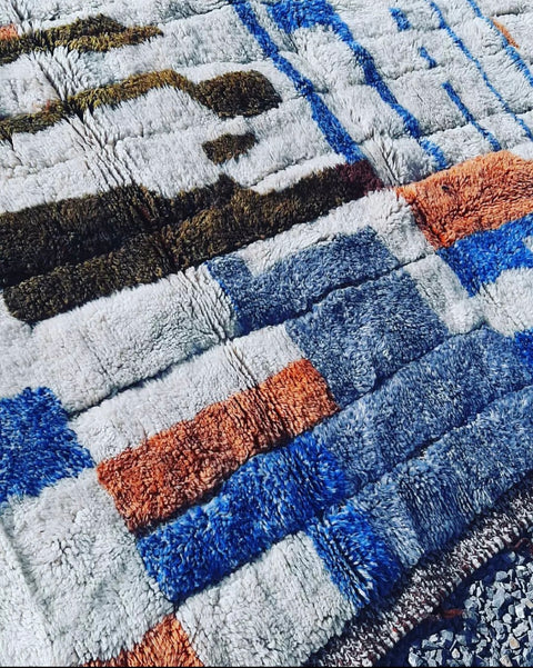 Luxurious Beni Mrirt Moroccan berber rug , beni ourain custom and handmade with natural wool
