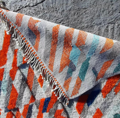 Unique painting extra soft Beni Ourain rug , beni ourain custom and handmade with natural wool