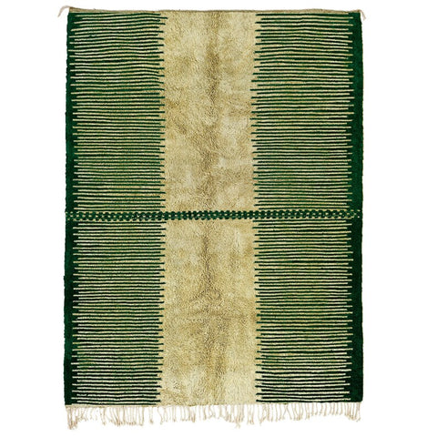 Green gorgeous Mrirt Moroccan berber rug Black Design , beni ourain custom and handmade with natural wool