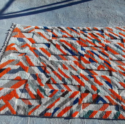 Unique painting extra soft Beni Ourain rug , beni ourain custom and handmade with natural wool