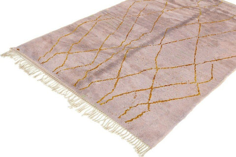 Lavender and Gold Moroccan contemporary rug , custom made for living room , handmade with natural wool area rug, beni mrirt berber rug - Africancreates