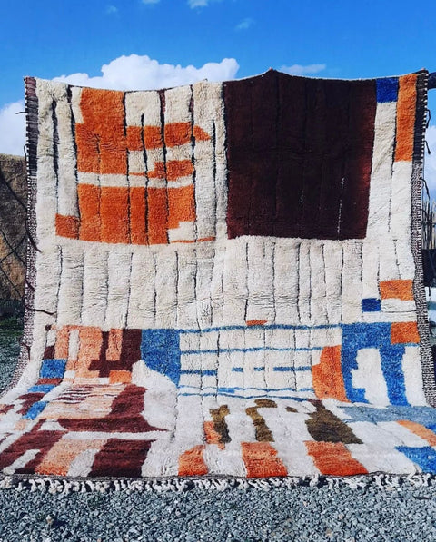 Luxurious Beni Mrirt Moroccan berber rug , beni ourain custom and handmade with natural wool - Africancreates