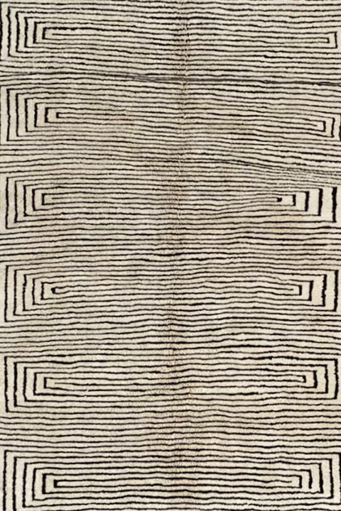 Moroccan berber stripped maze rug , beni ourain custom and handmade with natural wool - Africancreates