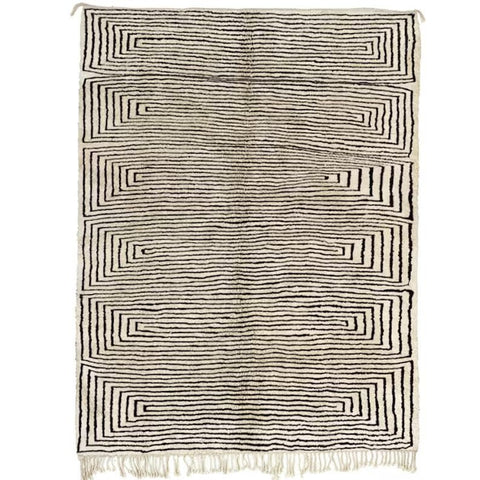 Moroccan berber stripped maze rug , beni ourain custom and handmade with natural wool - Africancreates