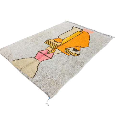 Moroccan contemporary rug , custom made for living room , handmade with natural wool area rug, beni mrirt berber rug - Africancreates