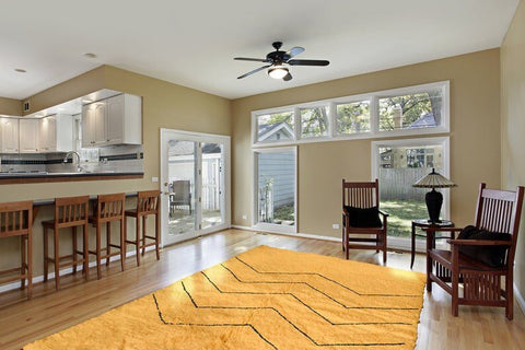 Moroccan custom beni ourain rug , yellow berber carpet handmade with natural wool - Africancreates