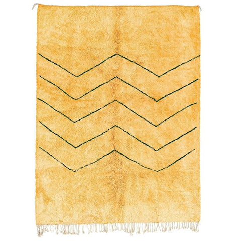 Moroccan custom beni ourain rug , yellow berber carpet handmade with natural wool - Africancreates