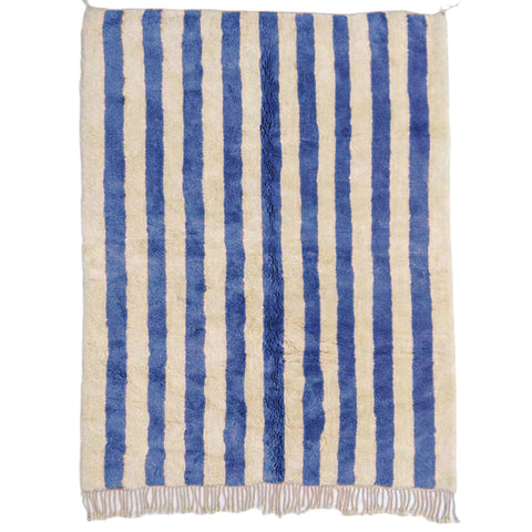 Moroccan rug blue and white stripes , custom made area rug for living room , handmade with natural wool , beni mrirt orange berber rug - Africancreates