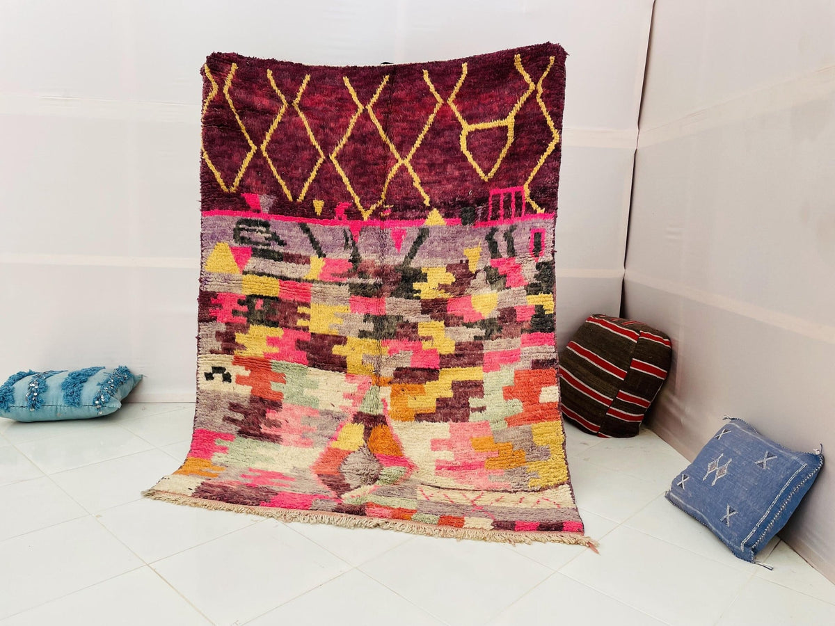 Moroccan Rug, Handmade Rug, Vintage Authentic Moroccan Rug, Abstract Berber Rug,Wool Rug, Sheep Wool Rug, Beni ourain rug - Africancreates