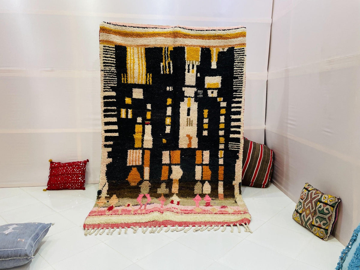 Moroccan Rug, Handmade Rug, Vintage Authentic Moroccan Rug, Abstract Berber Rug,Wool Rug, Sheep Wool Rug, Beni ourain rug - Africancreates