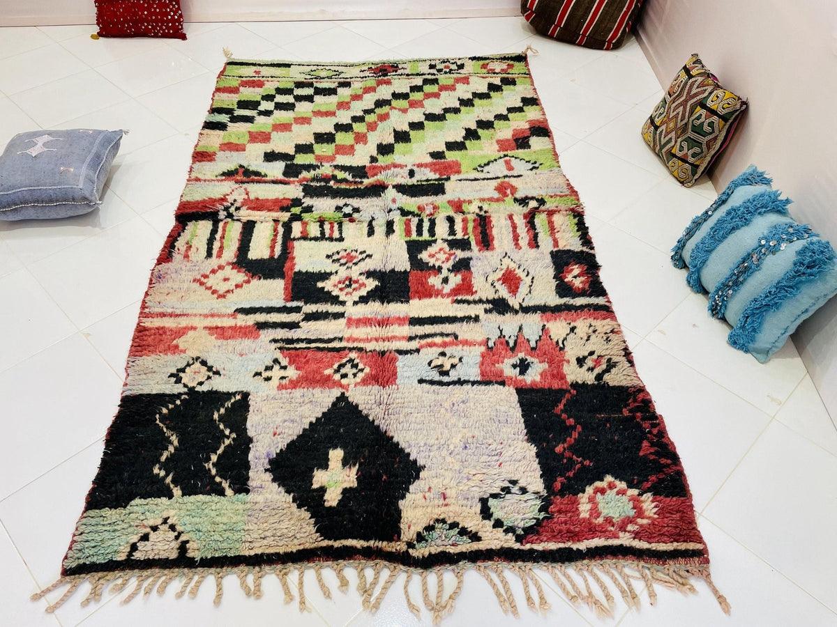 Moroccan Rug, Handmade Rug, Vintage Authentic Moroccan Rug, Abstract Berber Rug,Wool Rug, Sheep Wool Rug, Beni ourain rug - Africancreates