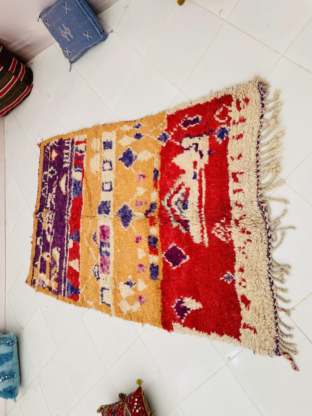 Moroccan Rug, Handmade Rug, Vintage Authentic Moroccan Rug, Abstract Berber Rug,Wool Rug, Sheep Wool Rug, Beni ourain rug - Africancreates