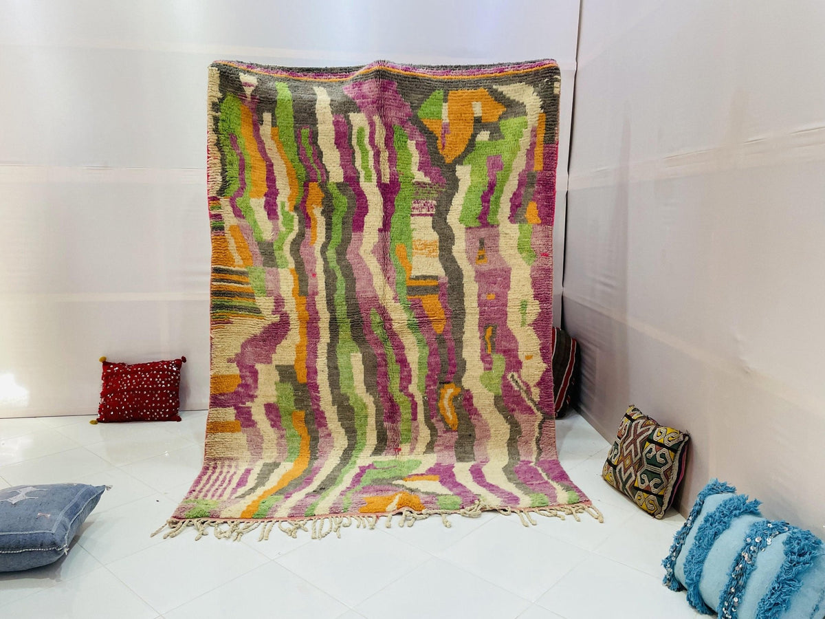Moroccan Rug, Handmade Rug, Vintage Authentic Moroccan Rug, Abstract Berber Rug,Wool Rug, Sheep Wool Rug, Beni ourain rug - Africancreates