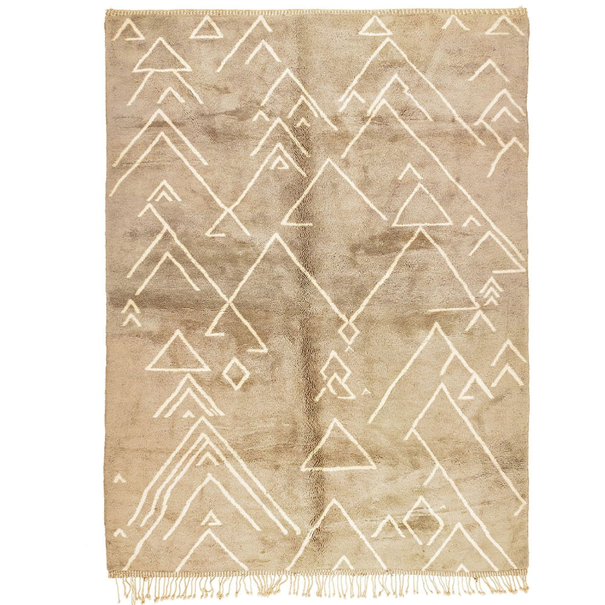 Front view of the beige textured Moroccan rug with a neutral color design.