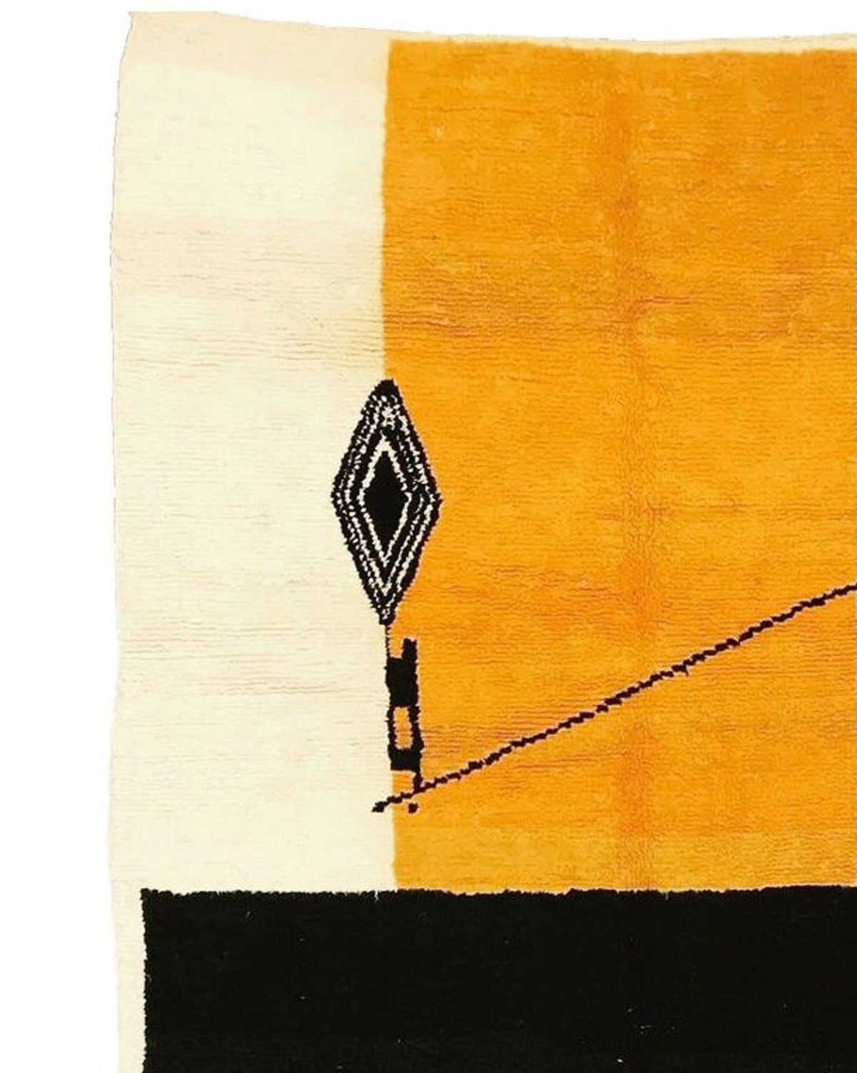 Detail shot highlighting the abstract design and color combination of the rug.