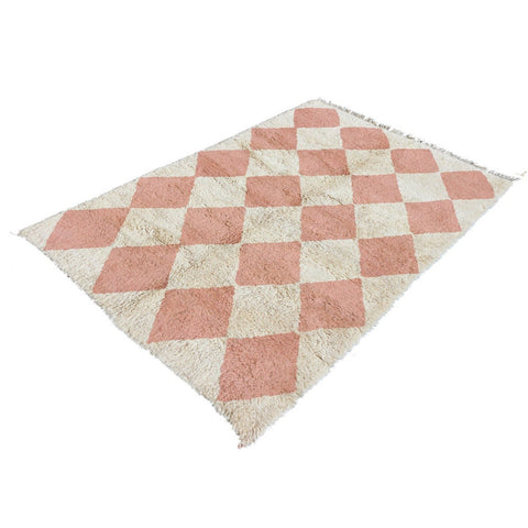 Moroccan rug Pink diamonds , Beni Ourain rug Authentic Handmade Soft Wool Rug custom made for bedroom - Africancreates