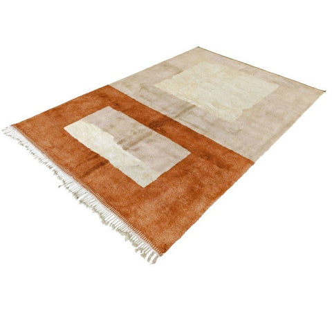 Moroccan rug Taupe and Rust Orange , custom made area rug for living room , handmade with natural wool , beni mrirt orange berber rug - Africancreates