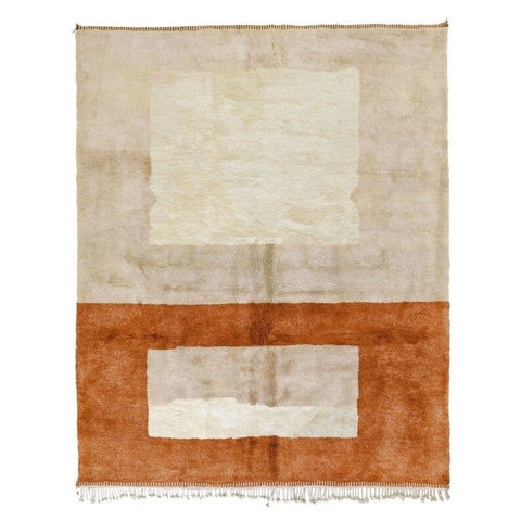 Moroccan rug Taupe and Rust Orange , custom made area rug for living room , handmade with natural wool , beni mrirt orange berber rug - Africancreates