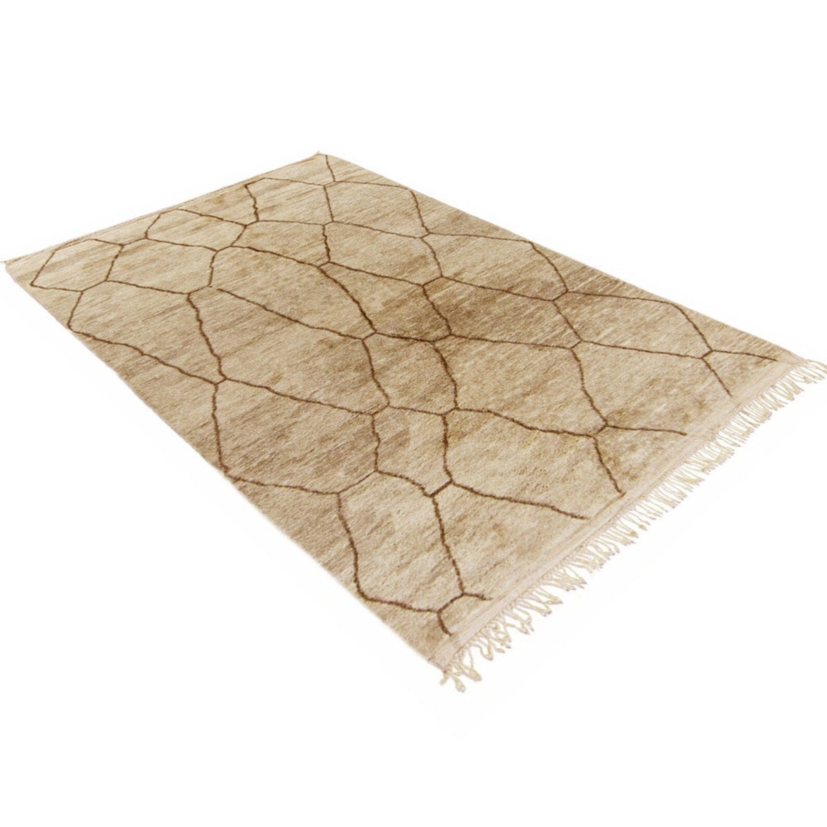 Close-up detail of the pink abstract Moroccan Berber rug highlighting its design and texture.