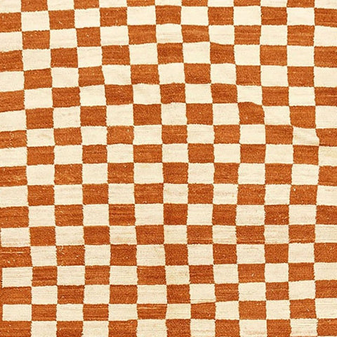 Orange Beni Ourain Moroccan rug checkered design , custom made for living room , handmade with natural wool - Africancreates