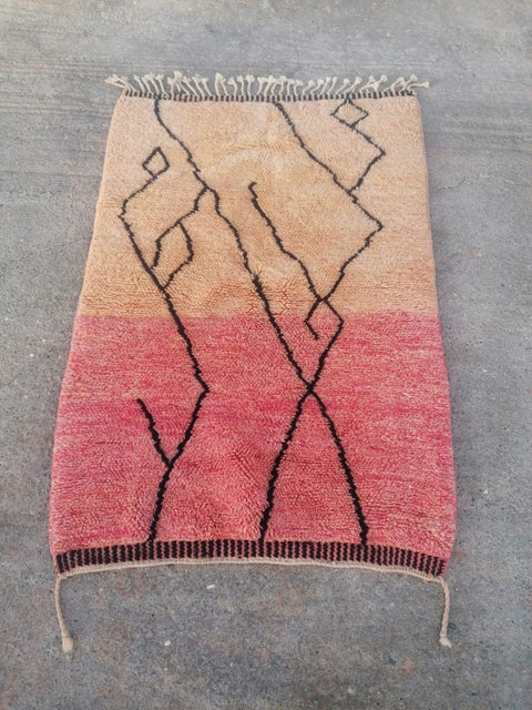 Pink Beni Ourain Moroccan rug design , custom made for living room , handmade with natural wool , beni mrirt berber rug - Africancreates