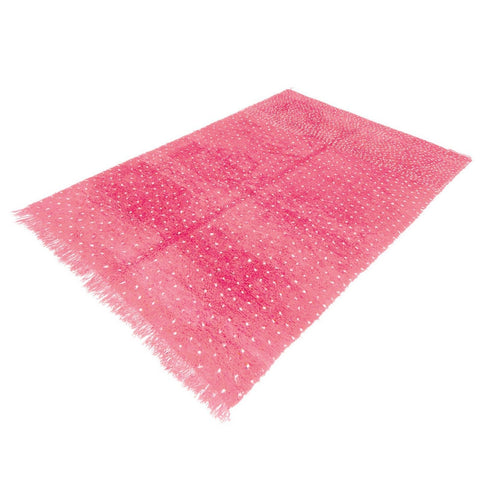Front view of the pink Beni Ourain rug showcasing a dotted pattern on a white background.