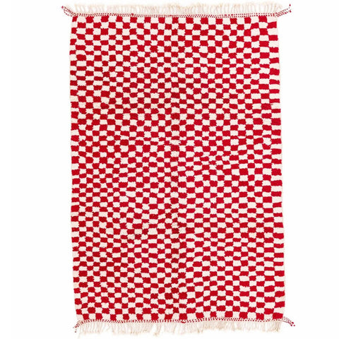 PInk checkered Moroccan rug , beni ourain custom and handmade with natural wool - Africancreates