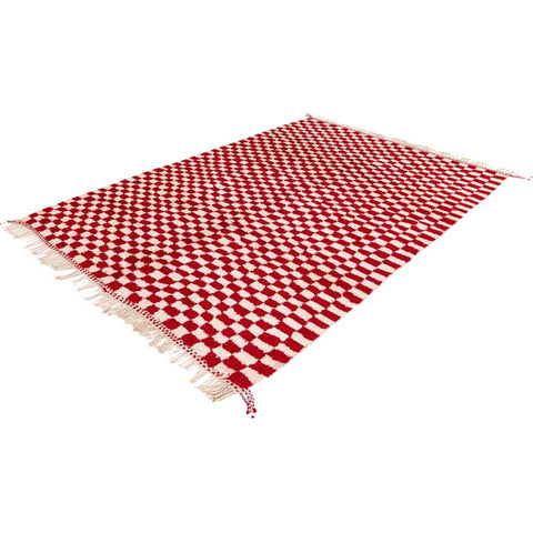 PInk checkered Moroccan rug , beni ourain custom and handmade with natural wool - Africancreates