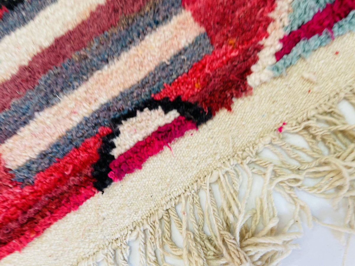 Red VINTAGE Moroccan Rug, Handmade Rug, Vintage Authentic Moroccan Rug, Abstract Berber Rug,Wool Rug, Sheep Wool Rug, Beni ourain rug - Africancreates