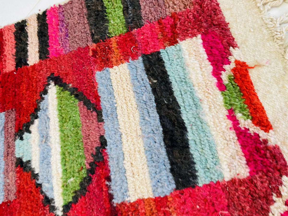 Red VINTAGE Moroccan Rug, Handmade Rug, Vintage Authentic Moroccan Rug, Abstract Berber Rug,Wool Rug, Sheep Wool Rug, Beni ourain rug - Africancreates