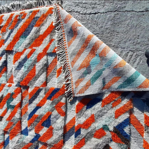 Unique painting extra soft Beni Ourain rug , beni ourain custom and handmade with natural wool - Africancreates