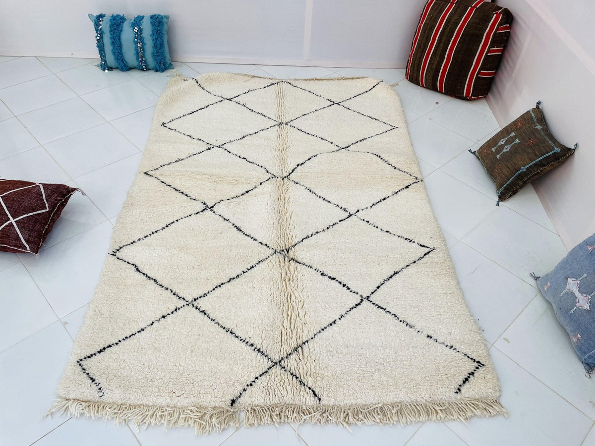 VINTAGE Moroccan Rug, Handmade Rug, Vintage Authentic Moroccan Rug, Abstract Berber Rug,Wool Rug, Sheep Wool Rug, Beni ourain rug - Africancreates