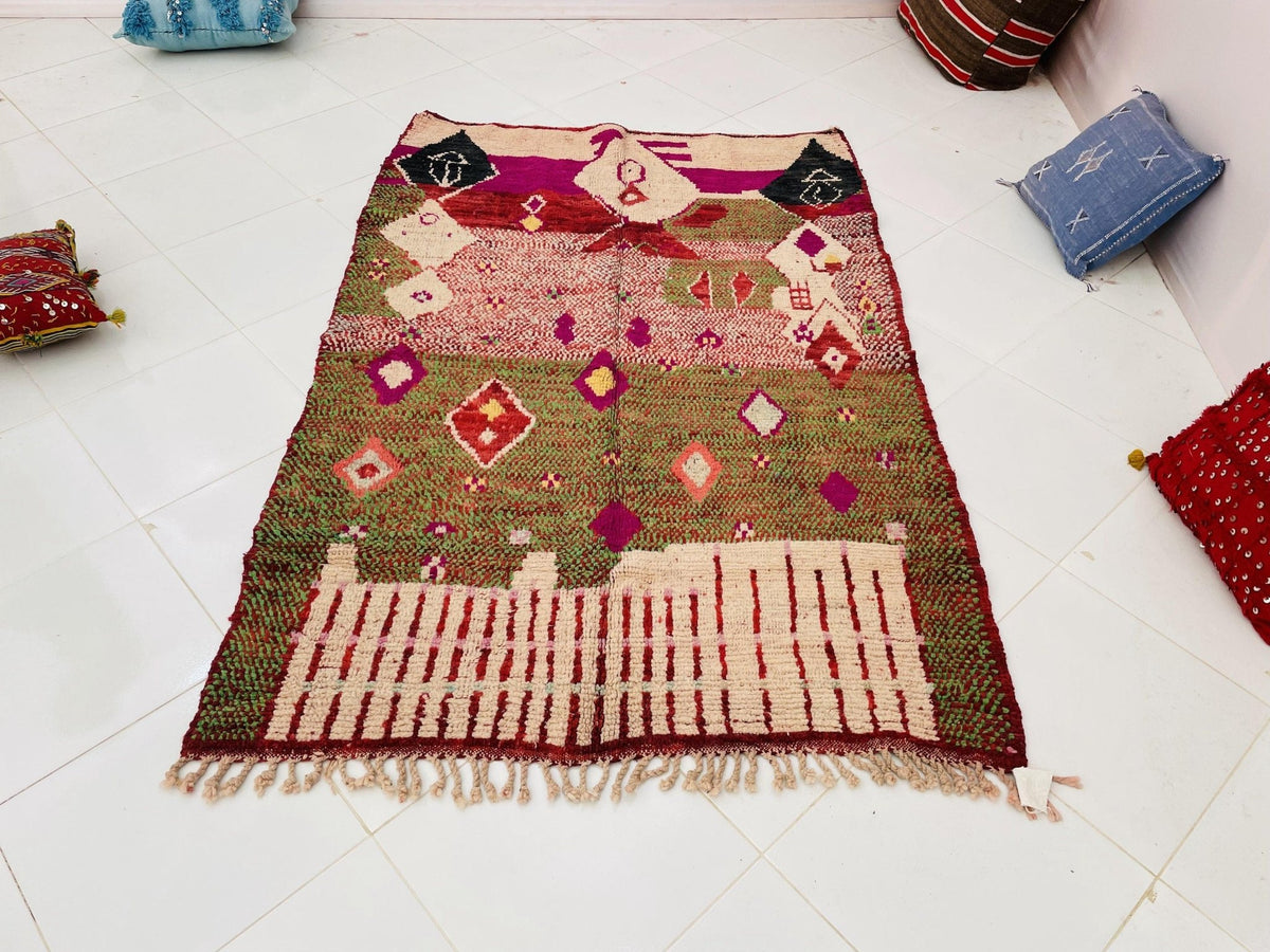 VINTAGE Moroccan Rug, Handmade Rug, Vintage Authentic Moroccan Rug, Abstract Berber Rug,Wool Rug, Sheep Wool Rug, Beni ourain rug - Africancreates