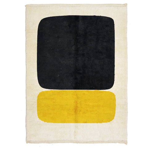 Yellow and black Beni Ourain Moroccan rug design , custom made for living room , handmade with natural wool - Africancreates