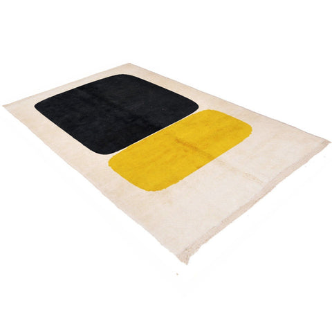Yellow and black Beni Ourain Moroccan rug design , custom made for living room , handmade with natural wool - Africancreates